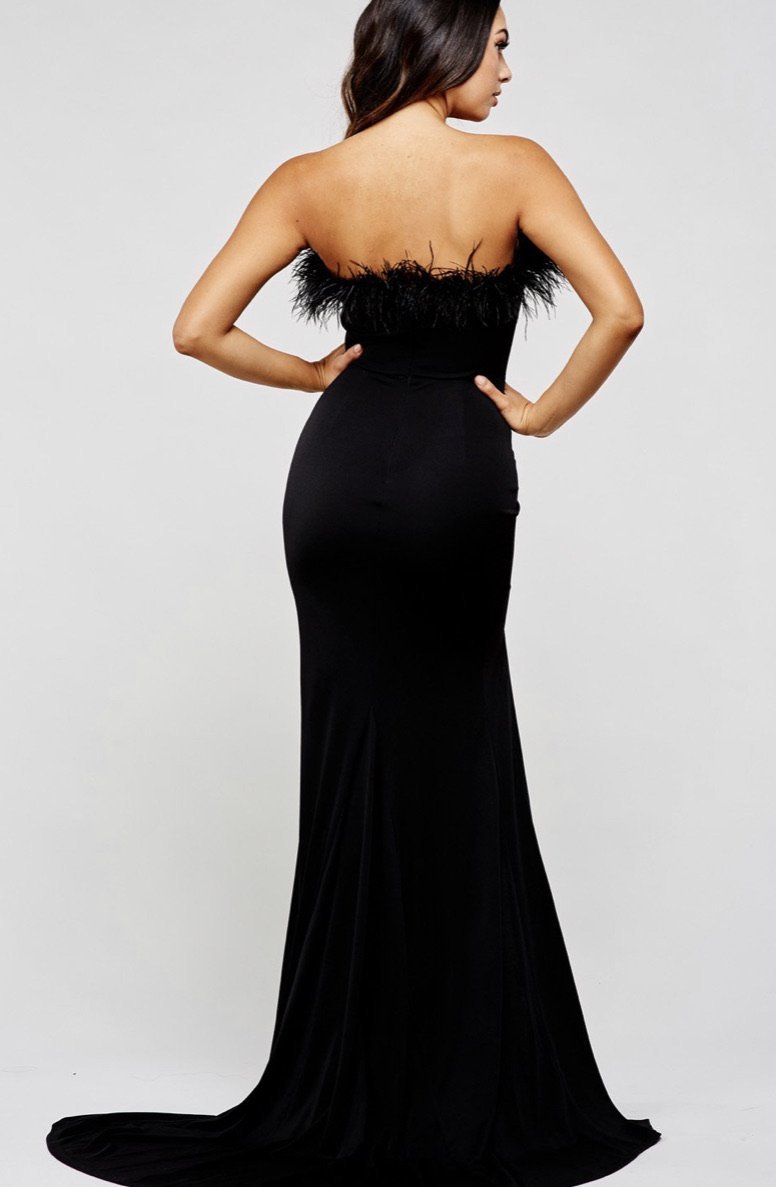 Black Feather Gown - SLAYVE to style (4395921506351)