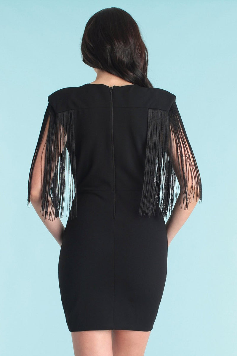 Florence Fringe Dress - Black - SLAYVE to style (3927393828887)