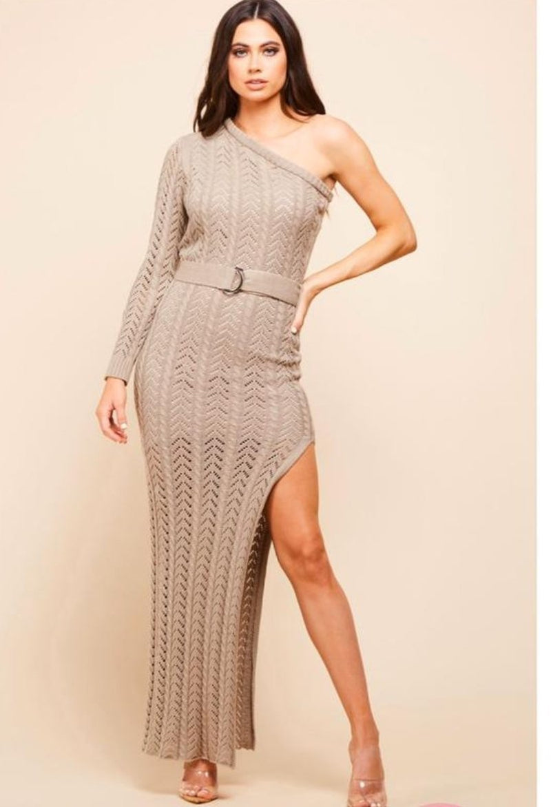 Taupe Knit Bodycon - SLAYVE to style (4420332519471)