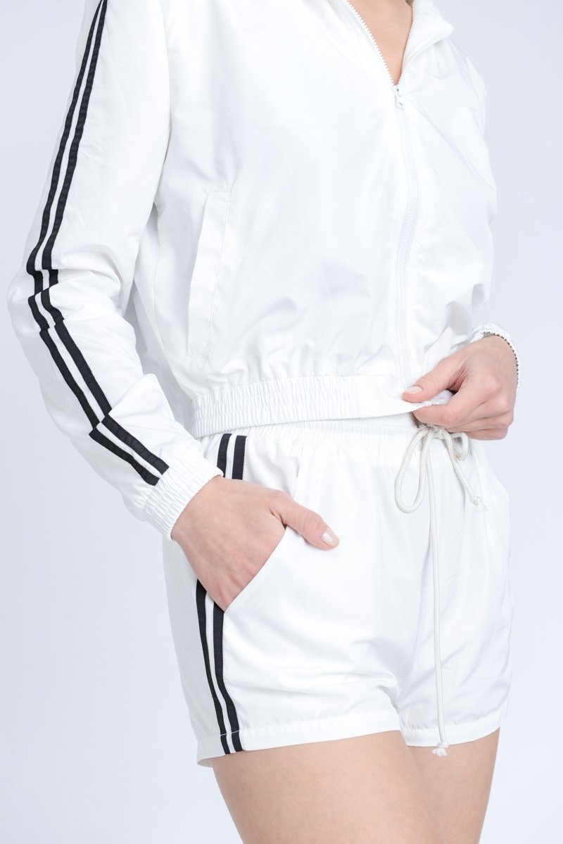 White Windbreaker Shorts - SLAYVE to style (4595575488559)